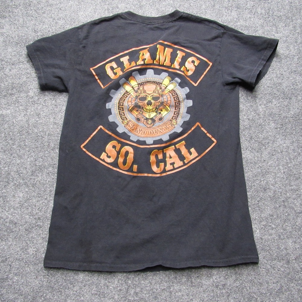 Gildan Glamis Sand Dunes So Cal Skull Gear Graphic T-Shirt Mens Small Black